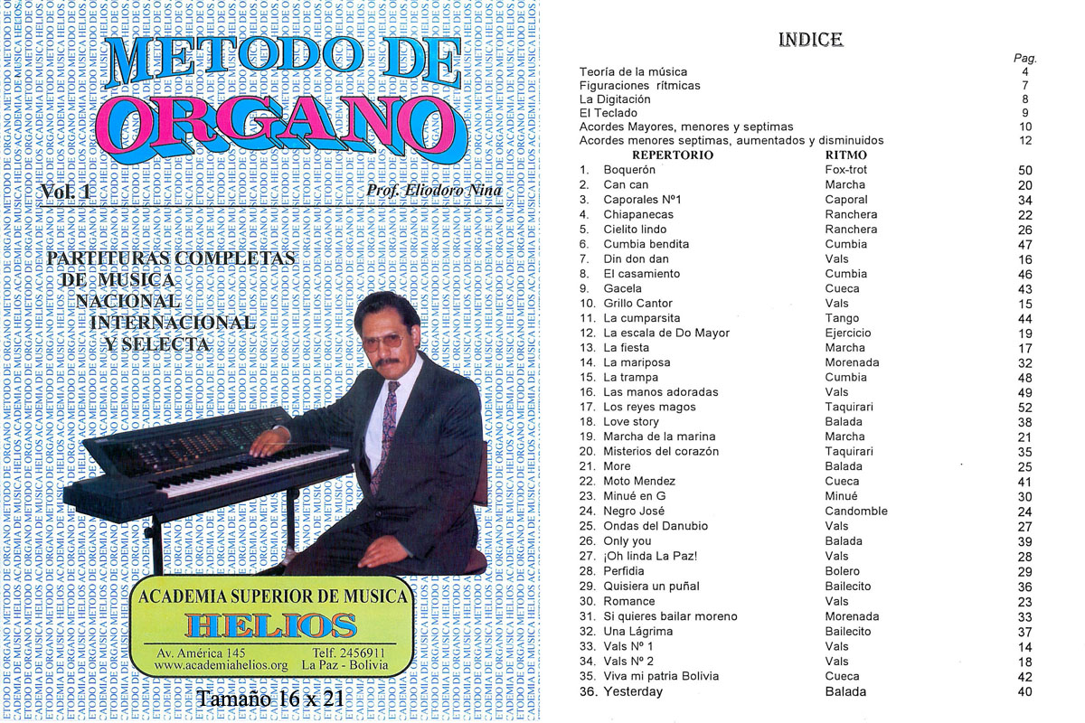 Portada e índice de Método para Órgano Vol. 1 · Vol. 1